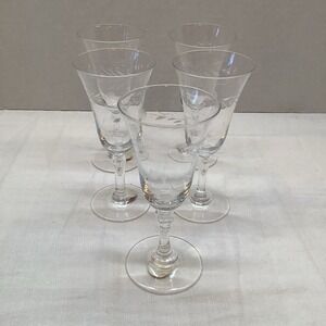 5 Vintage Willow Moon By Pioneer Cordial Sherry Stemware Glasses Made In Japan